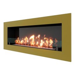 Биокамин встраиваемый SteelHeat GRAND 1500 с рамкой цвет латунь