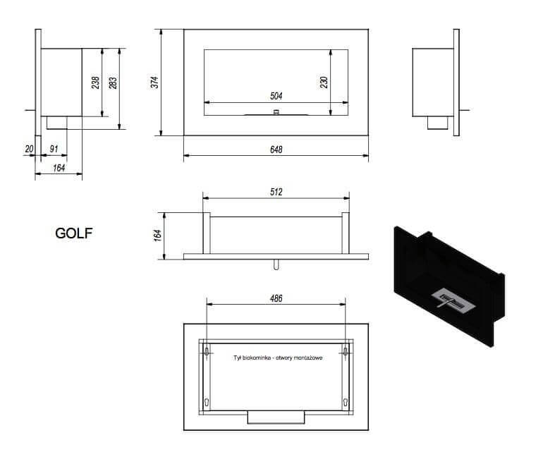 Биокамин Kratki GOLF QUBE