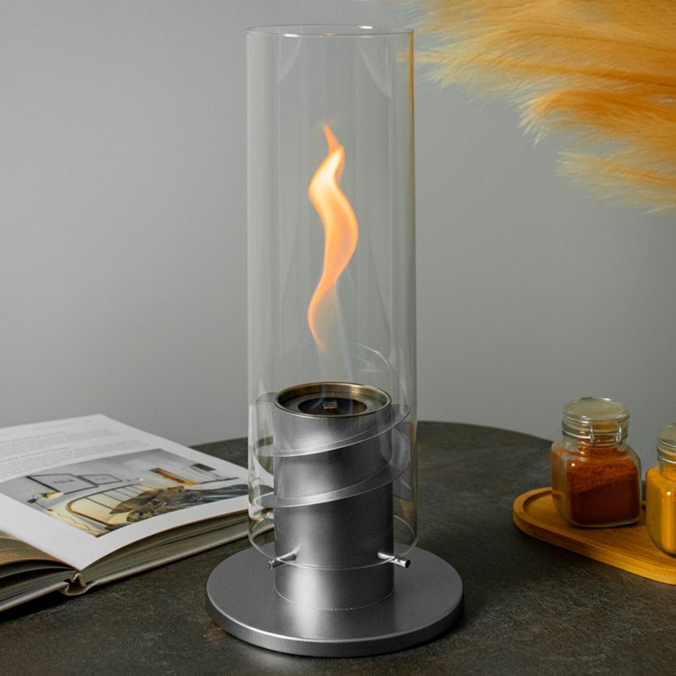 Настольный биокамин Свеча, серый